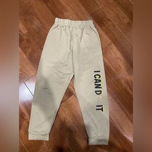 Kids Beige Joggers with Motivational Print